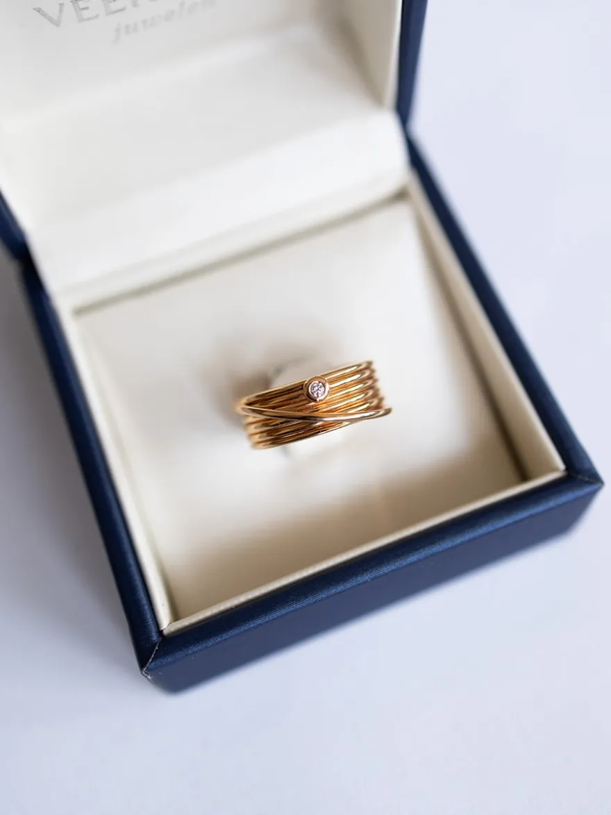 Al Coro Amori ring met 1 diamant R7517R + Grote collectie