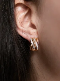 Bicolor creolen met diamant 0,22crt. + Luxe Cadeau
