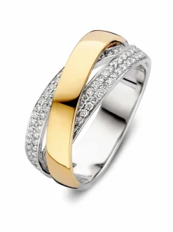 Bicolor crossover met diamant 0,37crt. + Luxe Cadeau