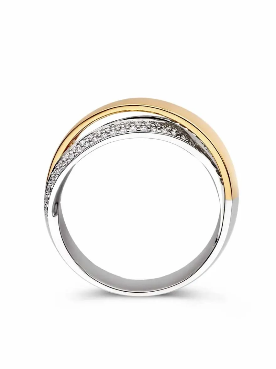 Bicolor crossover met diamant 0,37crt. + Luxe Cadeau