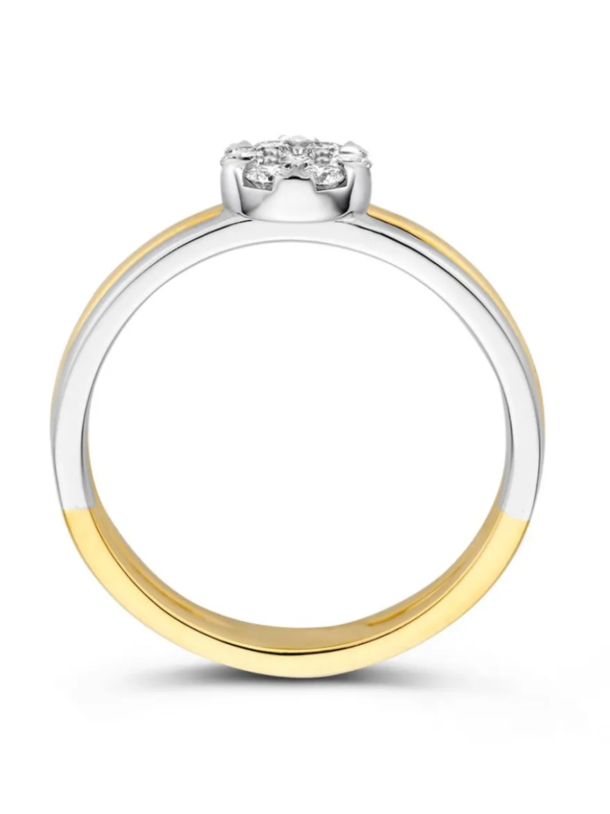 Bicolor Gouden Entourage Ring met Briljant 0,25crt. + Luxe Cadeau
