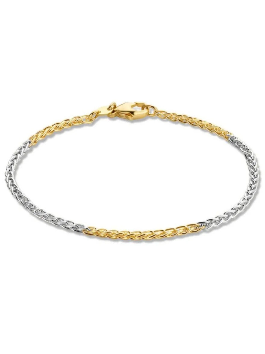 Bicolor gouden schakelarmband 19cm + Luxe Cadeau