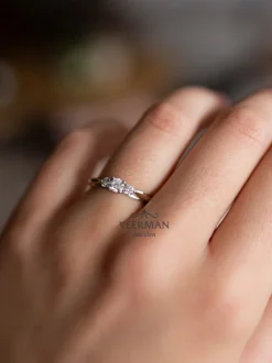 Bicolor ring met briljant 0,19crt. + Luxe Cadeau