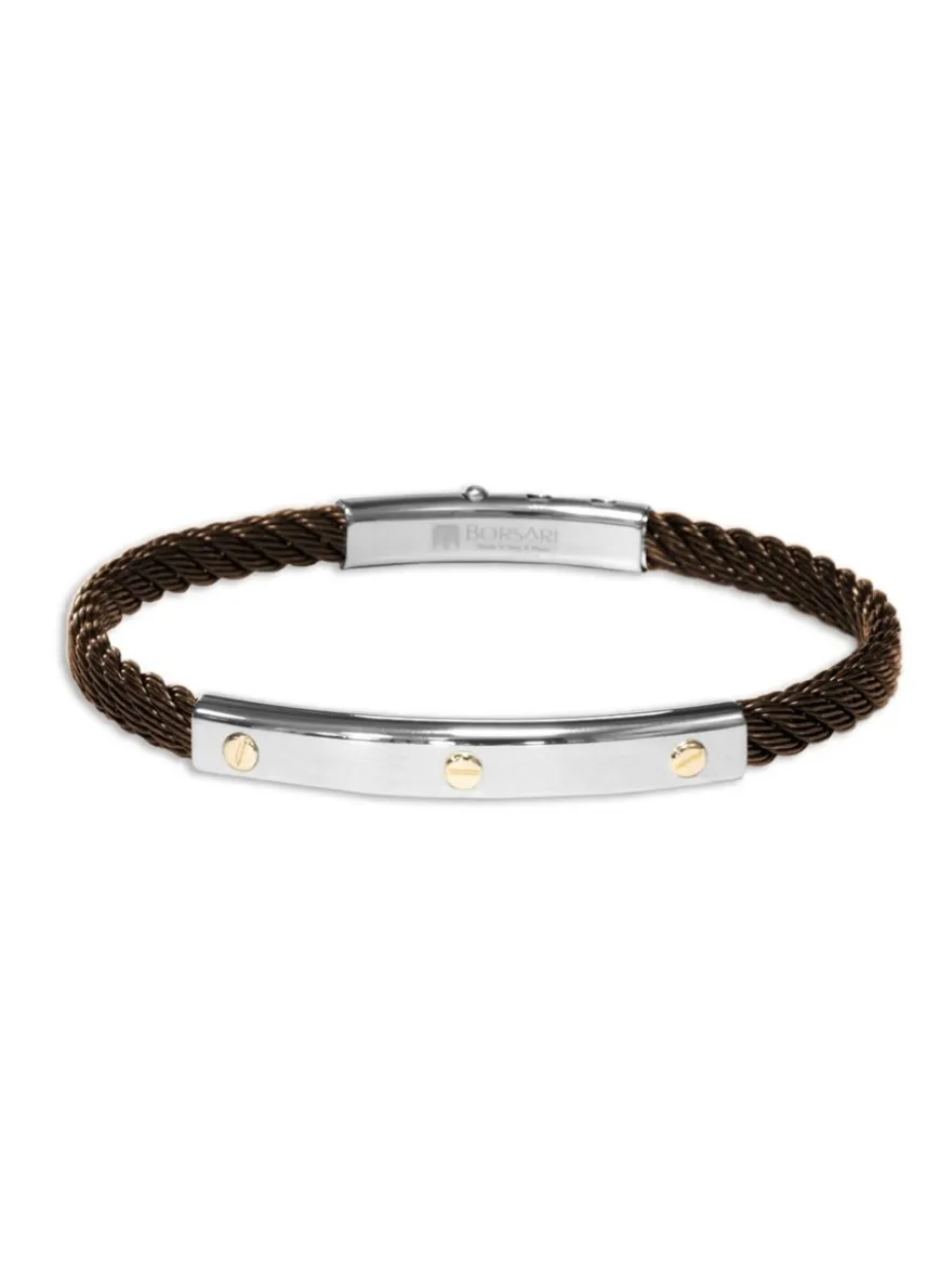 Borsari Gioielli Stalen armband met geelgoud br-sk07d