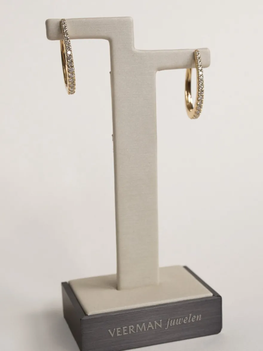 Geelgouden creolen briljant 0,43crt + Luxe cadeau