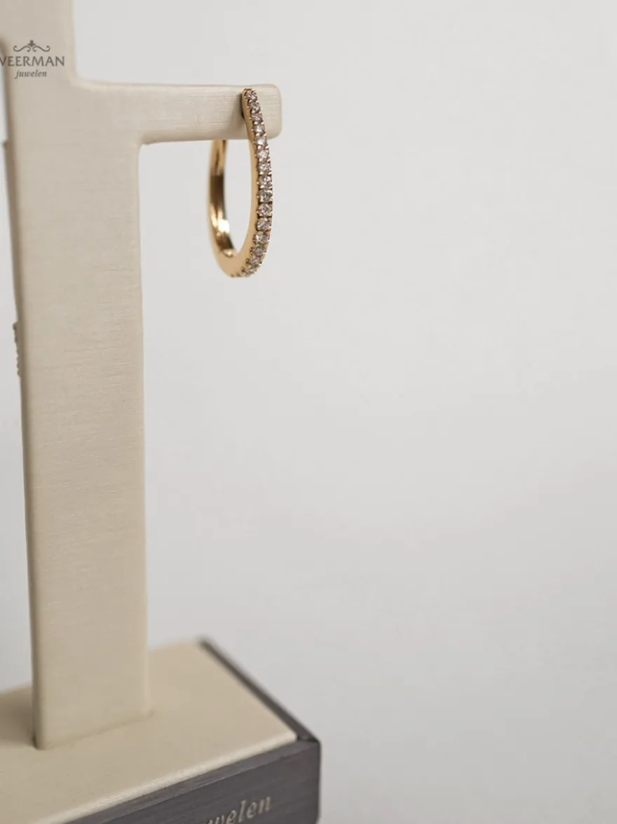 Geelgouden creolen briljant 0,43crt + Luxe cadeau