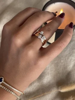 Gouden bicolor ring met emerald diamant 0,22crt. + Luxe Cadeau