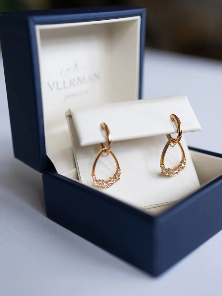 Roos 1835 Jackie roségouden oorhangers diamant 156E60R18