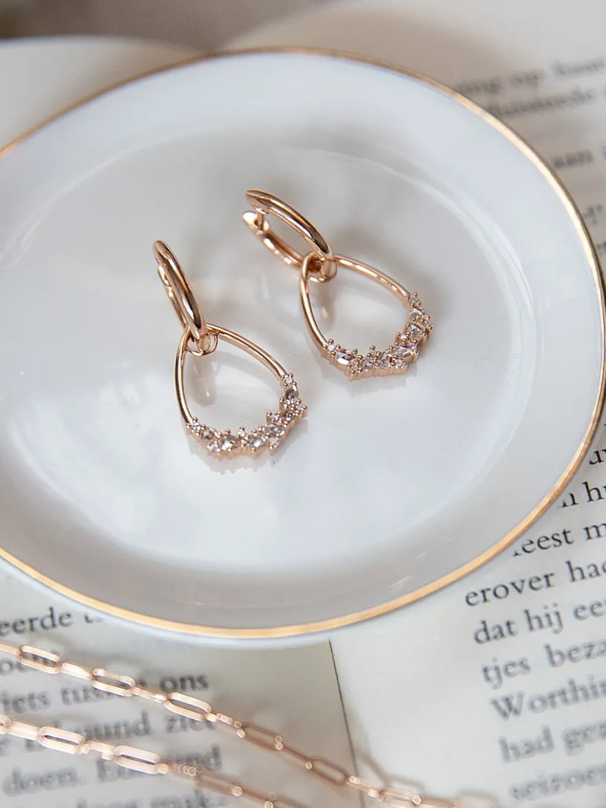 Roos 1835 Jackie roségouden oorhangers diamant 156E60R18