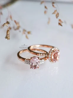 Roségouden ring morganiet en briljant + Luxe cadeau