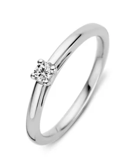Witgouden solitairring 0,10crt. + Luxe cadeau